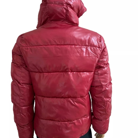 DESIGNER TH TOMMY HILFIGER MEN’S QUILTED PUFFER HOODED RED JACKET M MEDIUM - Picture 2 of 10